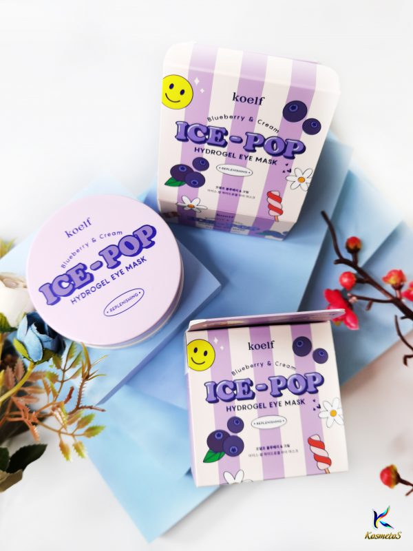 Platki tonizujące z jagodami Koelf Ice-Pop Blueberry & Cream Hydrogel Eye Mask 1