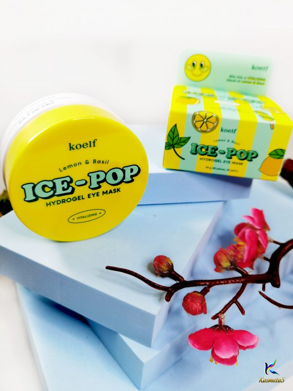 Platki rozjaśniające z cytryną i bazyliąKoelf Ice-Pop Lemon & Basil Hydrogel Eye Mask 2
